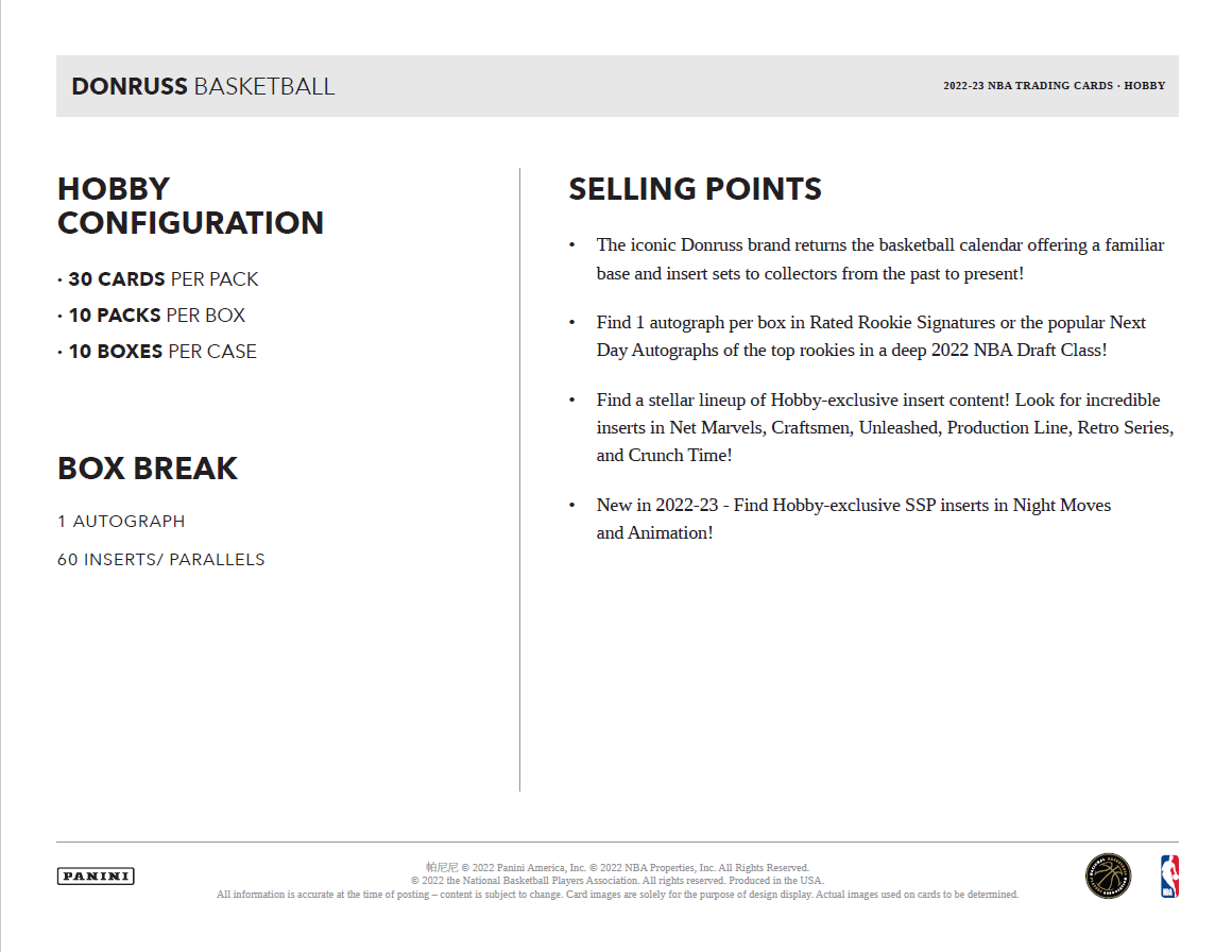 2022-23 Panini Donruss Basketball Hobby Pack