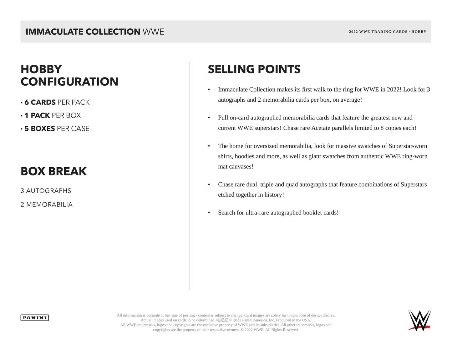 2022 Panini Immaculate WWE Hobby Box