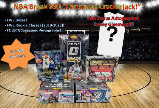 NBA Break #90 "Christmas Crackerjack!"  - 5-Box Multi-Season Break - Random Teams + BONUS Autographed Jersey